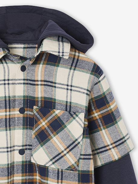 Chemise double matière effet 2 en 1 garçon carreaux blanc 4 - vertbaudet enfant 