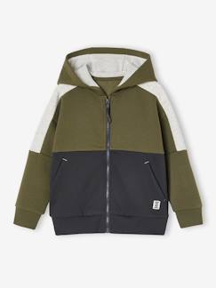 -Sweat garçon zippé à capuche effet colorblock sport 