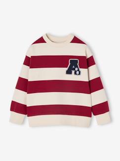 -Sweat larges rayures garçon badge en bouclettes