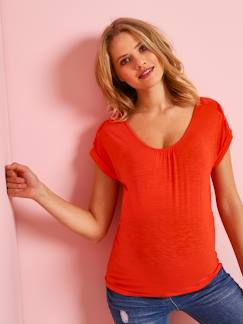 Vêtements de grossesse-T-shirt de grossesse finition dentelle de coton