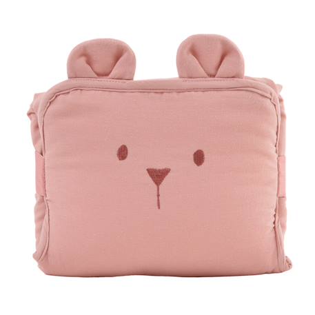 Tapis à langer de voyage coton bio ourson Bleu marine+Bois de rose+Caramel 7 - vertbaudet enfant 