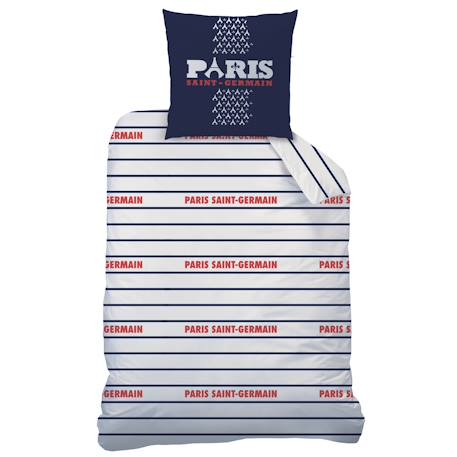 Parure de lit imprimée 100% coton, psg logo Bleu 4 - vertbaudet enfant 
