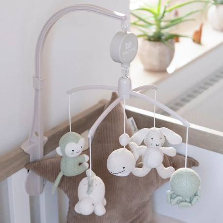 Mobile musical animaux vert d'eau Beige+Beige, marron, noir+Beige, rose, noir+Beige, vert d'eau+Vert d'eau 17 - vertbaudet enfant 