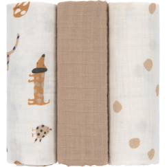 Lot de 3 langes en bambou vert d'eau garden explorer (80 x 80 cm)  - vertbaudet enfant