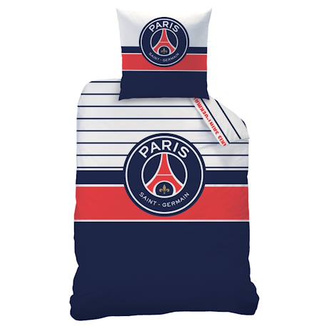Parure de lit imprimée 100% coton, psg logo Bleu 3 - vertbaudet enfant 