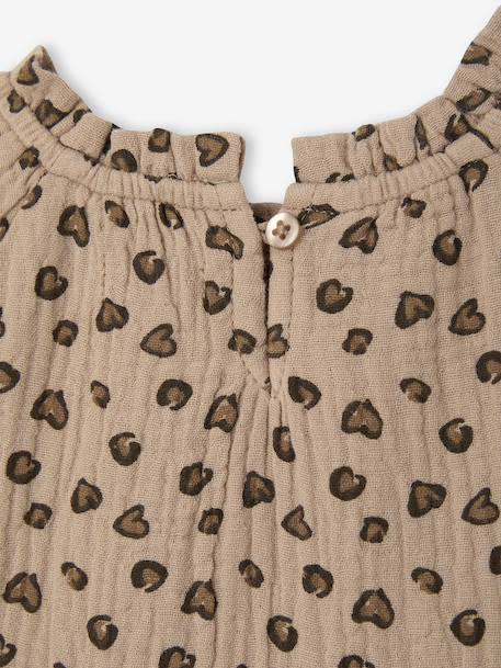 Robe bébé à volants en gaze de coton rose+taupe+vieux rose 9 - vertbaudet enfant 