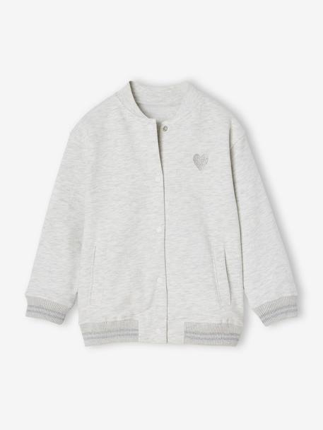 Sweat style teddy fille en molleton gris chiné+marine 2 - vertbaudet enfant 