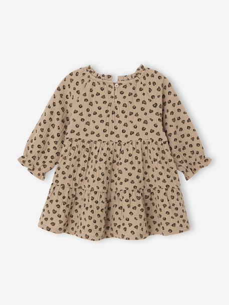 Robe bébé à volants en gaze de coton rose+taupe+vieux rose 7 - vertbaudet enfant 