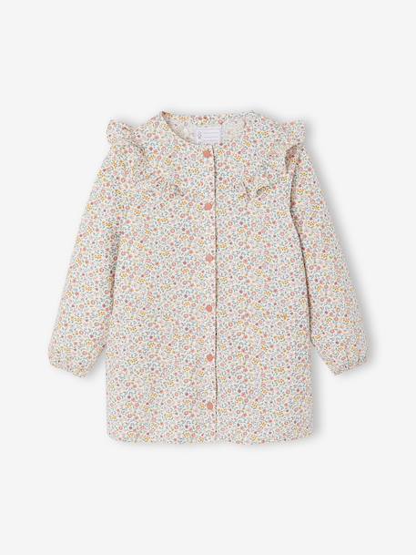 Tablier fille personnalisable à fleurs Bergamotte rose poudré 1 - vertbaudet enfant 