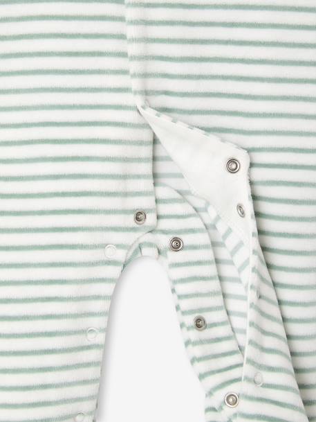 Pyjama bébé garçon en velours rayé personnalisable écru 5 - vertbaudet enfant 