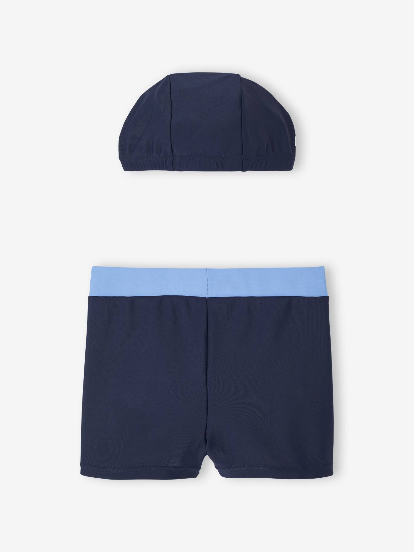 Ensemble De Bain Garçon VERTBAUDET - Boxer De Bain + Bonnet Assorti, 85% Polyamide 15% élasthanne - Pour Piscine, Plage, Vacances - 10
