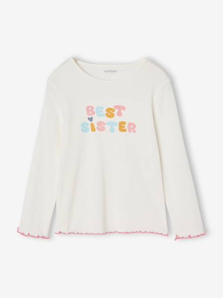Pyjama fille en côtes best sister écru 2 - vertbaudet enfant 