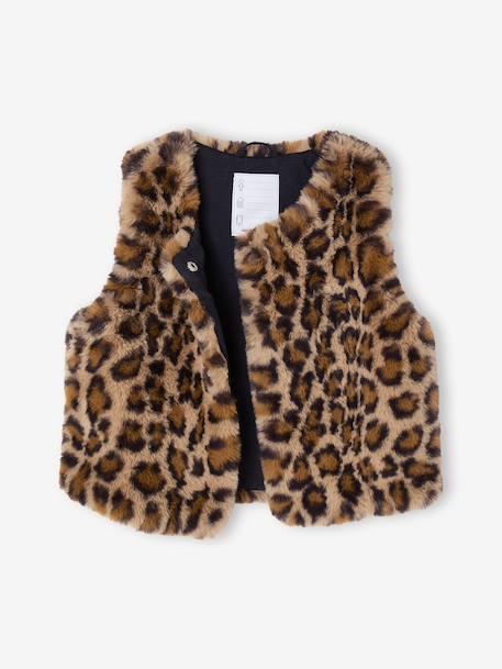 Gilet sans manches fille fausse fourrure BLANC CLAIR UNI+marron imprimé 11 - vertbaudet enfant 