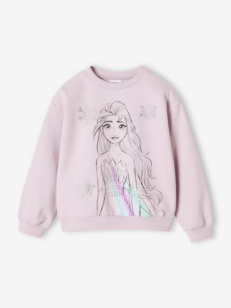 Sweat Reine des neiges Elsa glitter lilas poudré 1 - vertbaudet enfant 