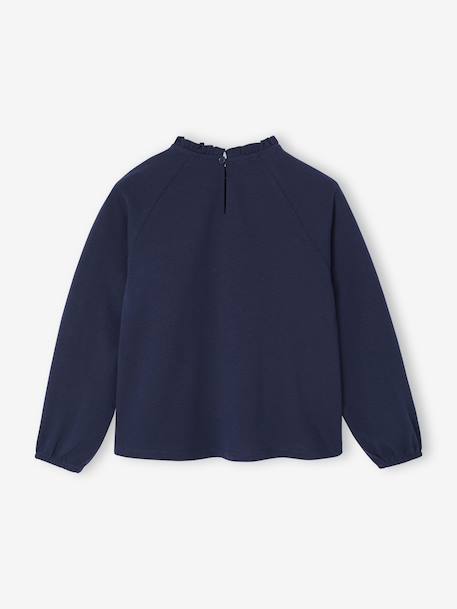Tee-shirt blouse fille détail broderie anglaise manches longues bleu pâle+écru+marine+mauve+vert foncé 10 - vertbaudet enfant 