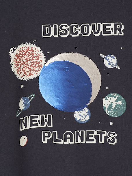 Sweat Planètes Sequins Garçon anthracite 5 - vertbaudet enfant 