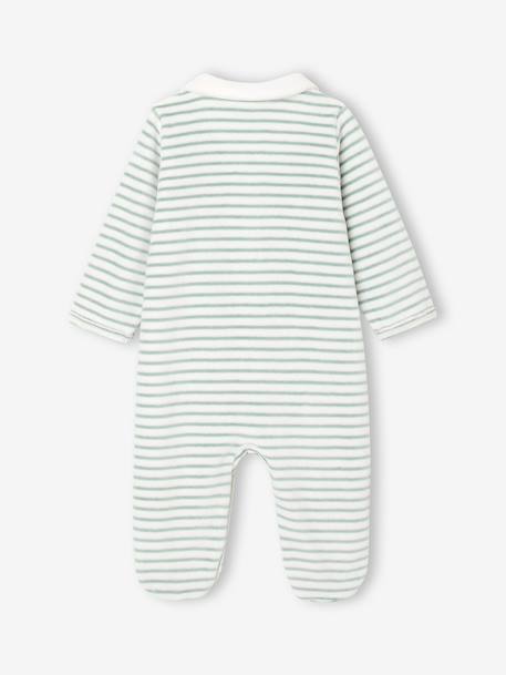 Pyjama bébé garçon en velours rayé personnalisable écru 3 - vertbaudet enfant 