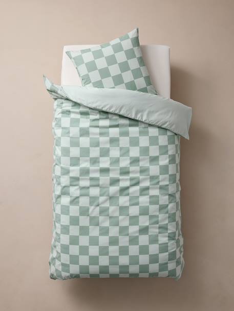 Parure housse de couette + taie d'oreiller enfant ROCK MUSIC, avec coton recyclé vert sauge 5 - vertbaudet enfant 