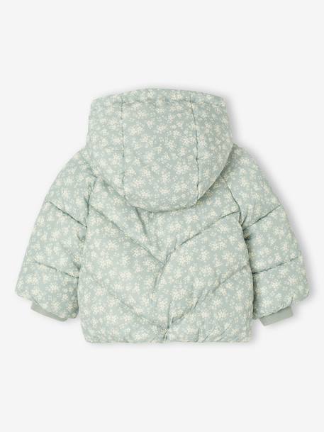 Doudoune bébé imprimée à capuche vert sauge 2 - vertbaudet enfant 