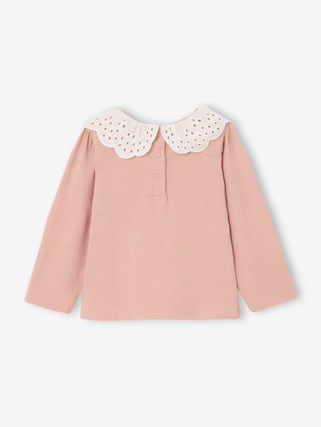 Lot 2 tee-shirts bébé col en broderie anglaise rose poudré 6 - vertbaudet enfant 