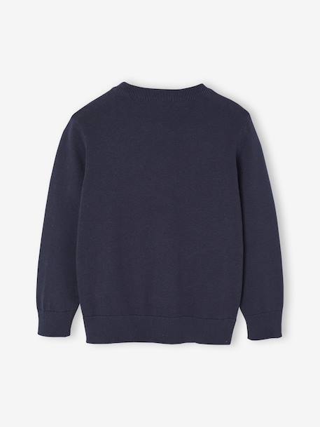 Pull Basics col rond manches longues garçon marine+rayé bleu 3 - vertbaudet enfant 