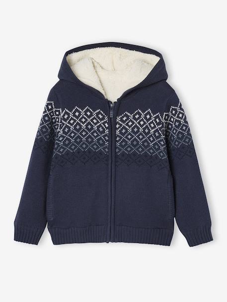 Gilet garçon à capuche doublé sherpa marine 3 - vertbaudet enfant 