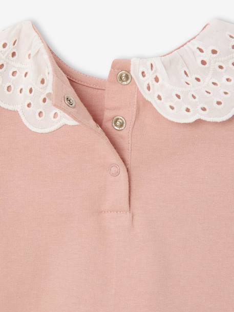 Lot 2 tee-shirts bébé col en broderie anglaise rose poudré 5 - vertbaudet enfant 