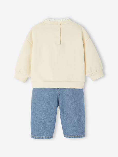 Ensemble sweat-shirt et jean large bébé vanille 7 - vertbaudet enfant 