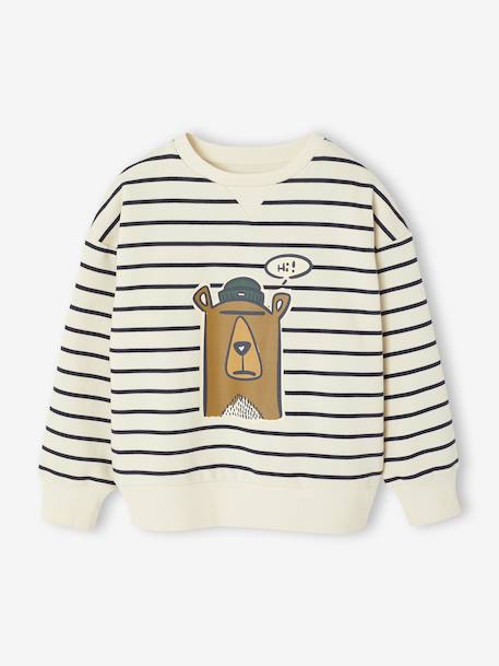 Sweat chien imprimé garçon rayé blanc+tomette 1 - vertbaudet enfant 
