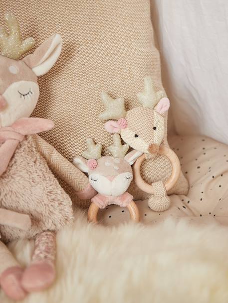Hochet peluche faon ella, anneau dentition bois Faon+Faon ella+Singe 4 - vertbaudet enfant 