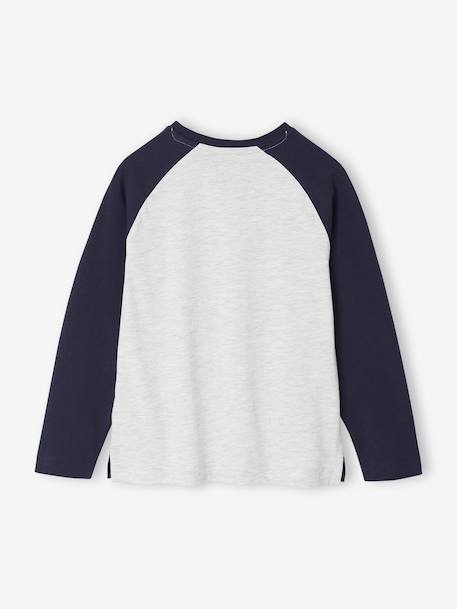 Tee-shirt manches longues contrastées garçon blanc chiné 2 - vertbaudet enfant 