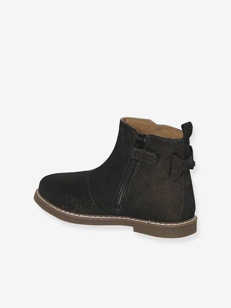 Boots enfant fille cuir zippées noeud fantaisie BLEU FONCE UNI+noir imprimé 9 - vertbaudet enfant 