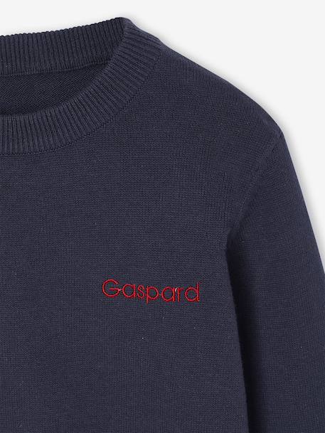 Pull Basics col rond manches longues garçon marine+rayé bleu 4 - vertbaudet enfant 