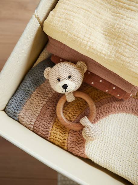 Hochet peluche faon ella, anneau dentition bois Faon+Ourson+Singe 10 - vertbaudet enfant 