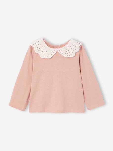 Lot 2 tee-shirts bébé col en broderie anglaise rose poudré 2 - vertbaudet enfant 