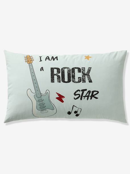 Parure housse de couette + taie d'oreiller enfant ROCK MUSIC, avec coton recyclé vert sauge 8 - vertbaudet enfant 