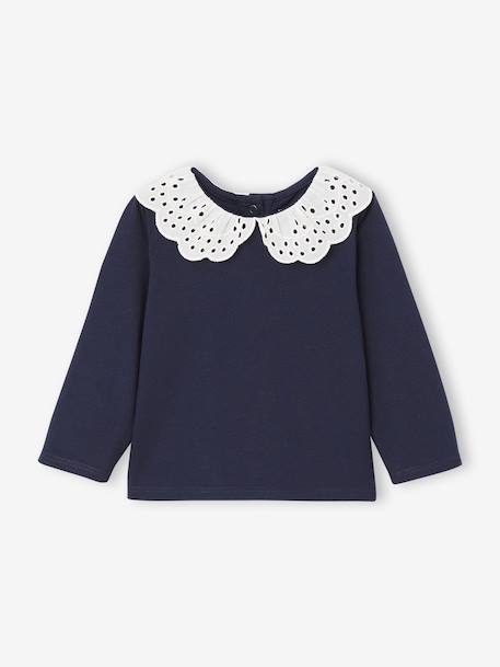 Lot 2 tee-shirts bébé col en broderie anglaise rose poudré 3 - vertbaudet enfant 