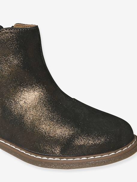 Boots enfant fille cuir zippées noeud fantaisie BLEU FONCE UNI+noir imprimé 13 - vertbaudet enfant 