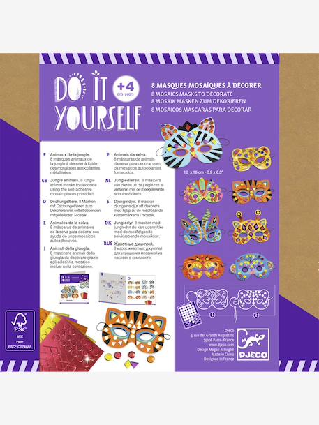 Kit créatif Animaux de la jungle 5 masques multicolore 8 - vertbaudet enfant 