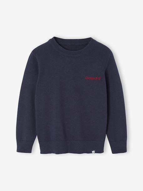 Pull Basics col rond manches longues garçon marine+rayé bleu 2 - vertbaudet enfant 