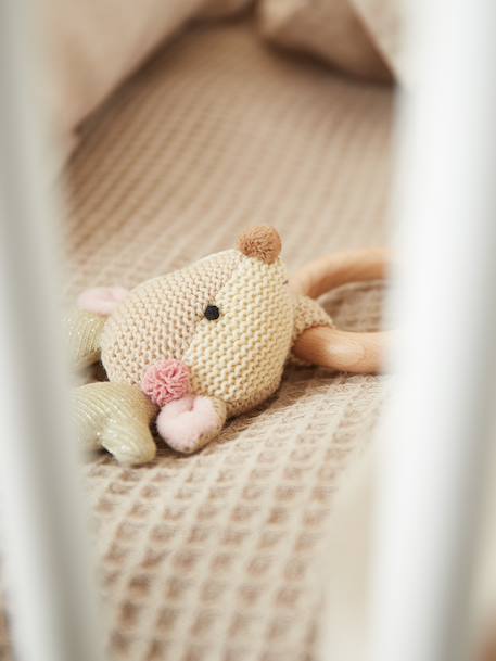 Hochet peluche faon ella, anneau dentition bois Faon+Faon ella+Singe 3 - vertbaudet enfant 