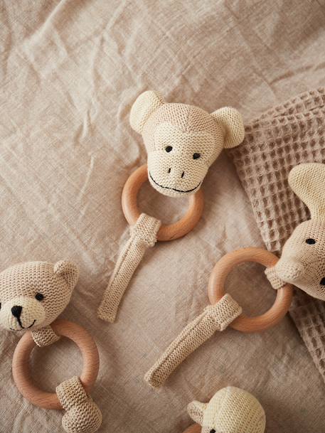 Hochet peluche faon ella, anneau dentition bois Faon+Faon ella+Singe 14 - vertbaudet enfant 