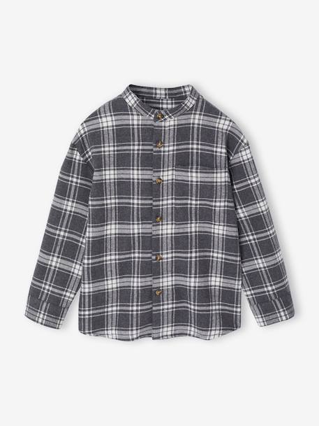 Chemise flanelle garçon manches longues carreaux gris 1 - vertbaudet enfant 