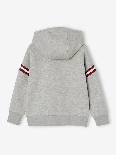 Sweat à capuche print devant garçon gris chiné 4 - vertbaudet enfant 