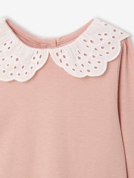 Lot 2 tee-shirts bébé col en broderie anglaise rose poudré 4 - vertbaudet enfant 