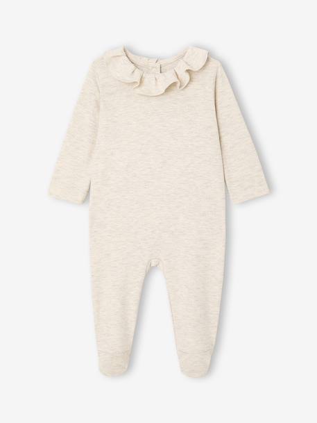 Lot de 2 pyjamas bébé fille avec col volanté beige chiné 2 - vertbaudet enfant 