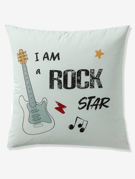 Parure housse de couette + taie d'oreiller enfant ROCK MUSIC, avec coton recyclé vert sauge 6 - vertbaudet enfant 