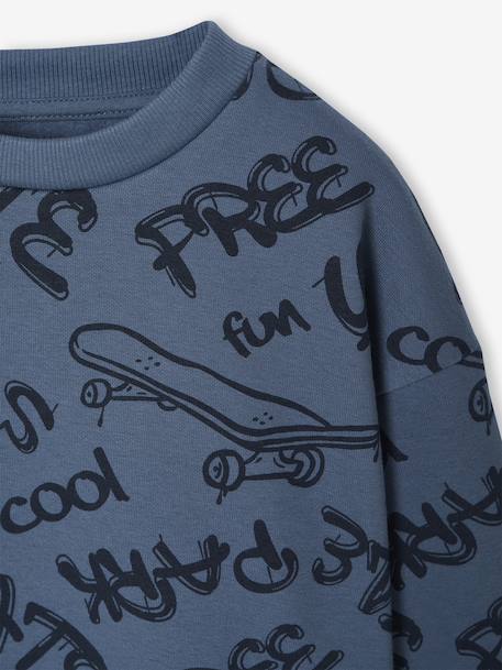 Sweat imprimé garçon beige chiné+bleu moyen+vert sauge 6 - vertbaudet enfant 