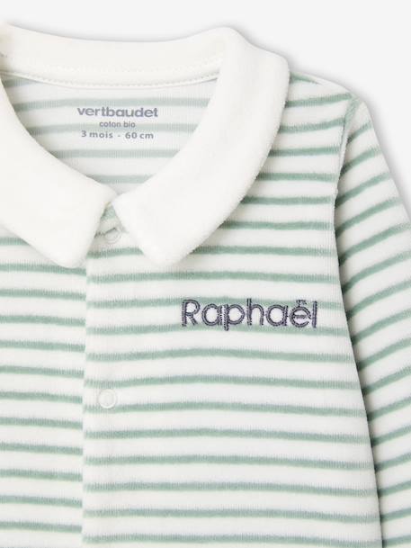 Pyjama bébé garçon en velours rayé personnalisable écru 4 - vertbaudet enfant 