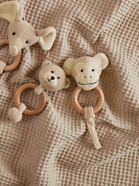 Hochet peluche faon ella, anneau dentition bois Faon+Faon ella+Singe 15 - vertbaudet enfant 